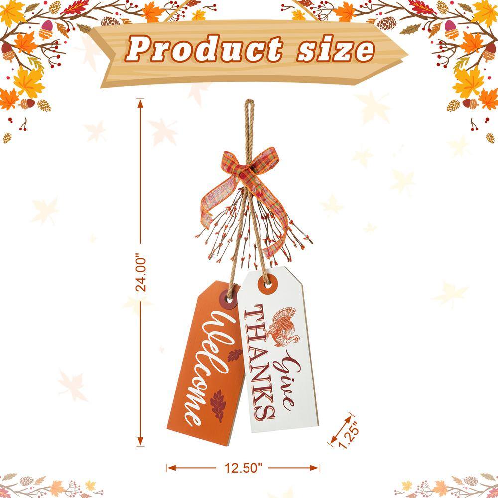 Glitzhome 24 in. H Thanksgiving Wooden "Give Thanks" Door Hanger