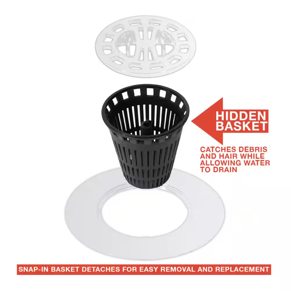 Hair Catcher for Shower Drain in White