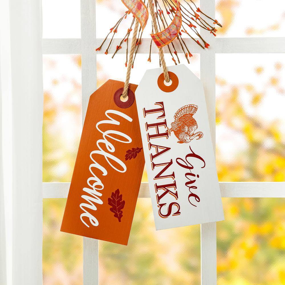Glitzhome 24 in. H Thanksgiving Wooden "Give Thanks" Door Hanger