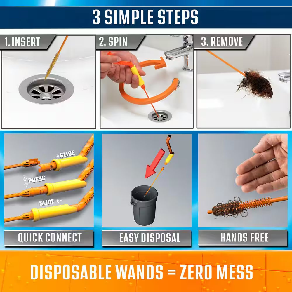 Hair Clog Tool Starter Kit for Drain Cleaning (3-Piece)