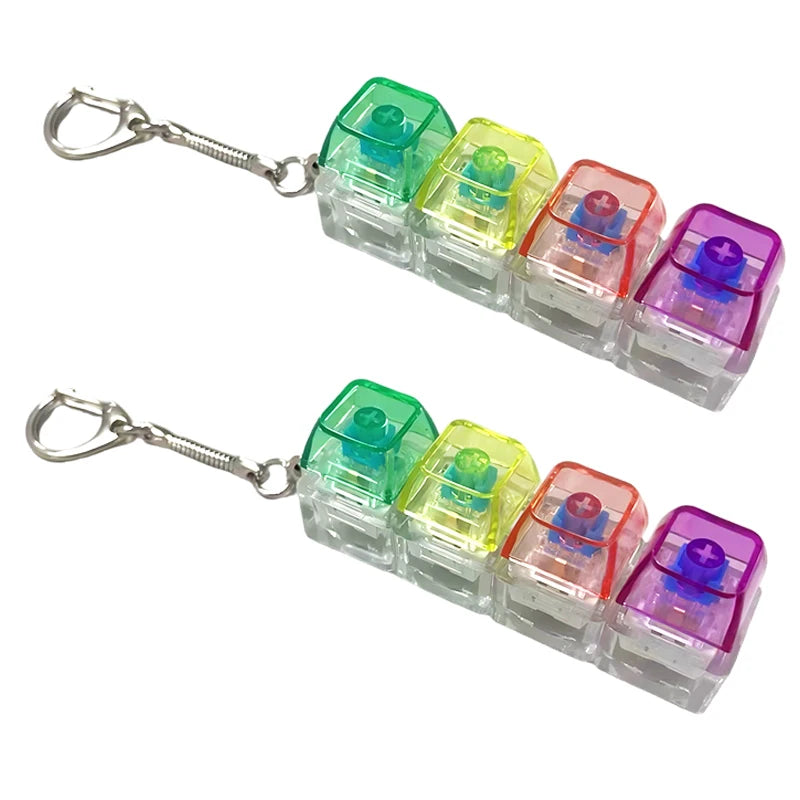 LED Keyboard Keychain Fidget Toys Crystal Clicker Sensory Toy for Stress Relief Keyboard Keychain Fidget Gadget for Adults Kids