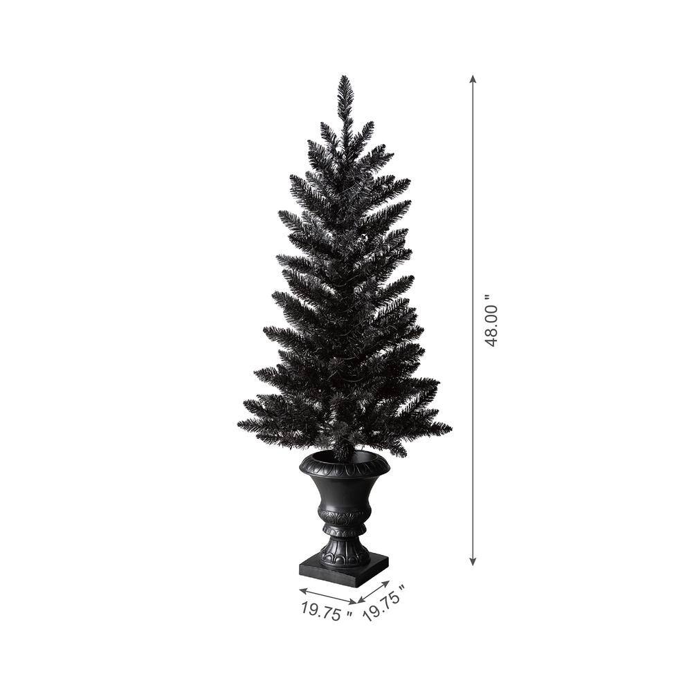 Glitzhome 48 in. H Lighted Black PVC Tips Porch Tree with 100 LED Orange Lights
