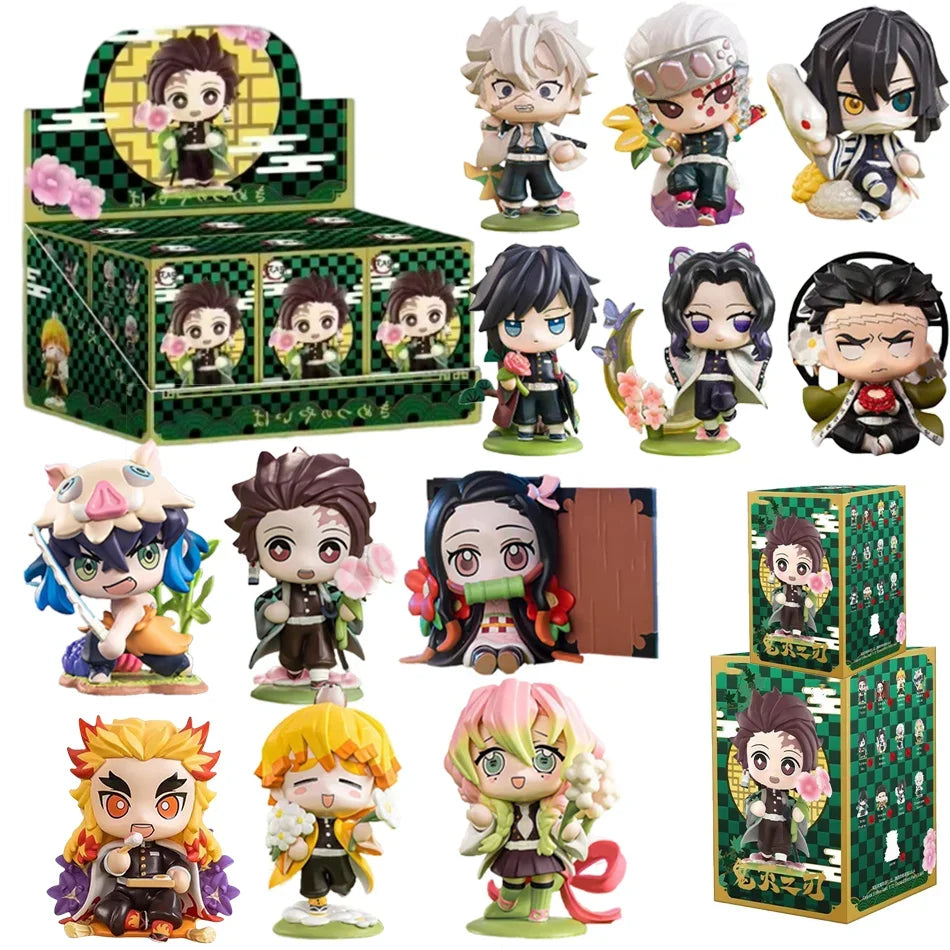 1-12Pcs Anime Demon Slayer Blind Box Tanjiro Kamado Nezuko Cartoon Figure PVC Model Ornament Child Christmas Halloween Gift