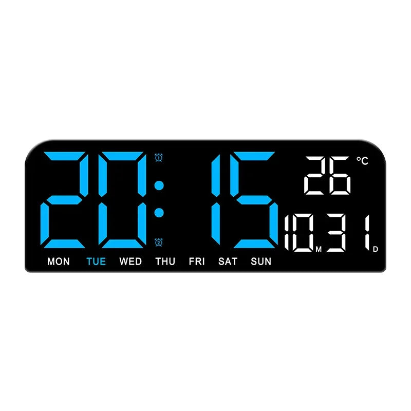Large Digital Wall Clock Temp Date Week Display USB Powered Table Clock Wall-Mounted Dual Alarms LED Clocks