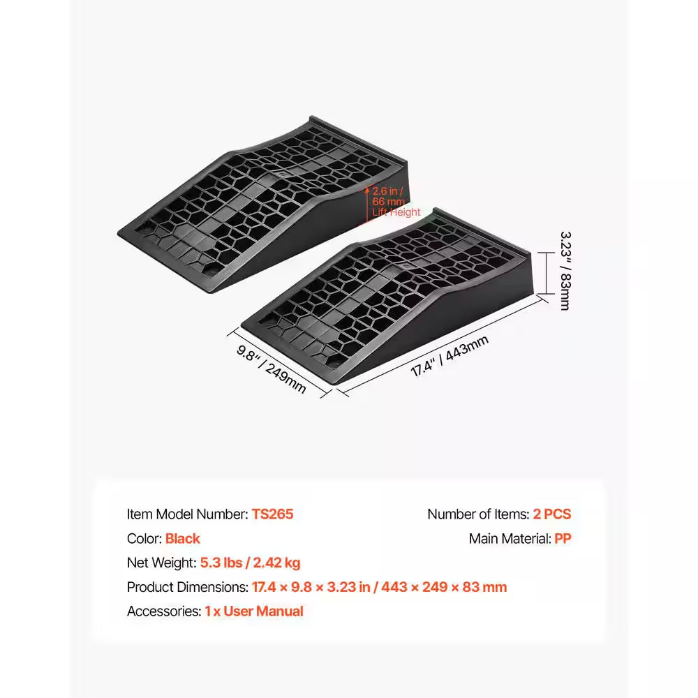 Car Ramps, 20000 Lbs. 2.6 In. Lift Height, Portable Low Profile Car Service Ramps for Vehicle, 2 PCS 2025 Update