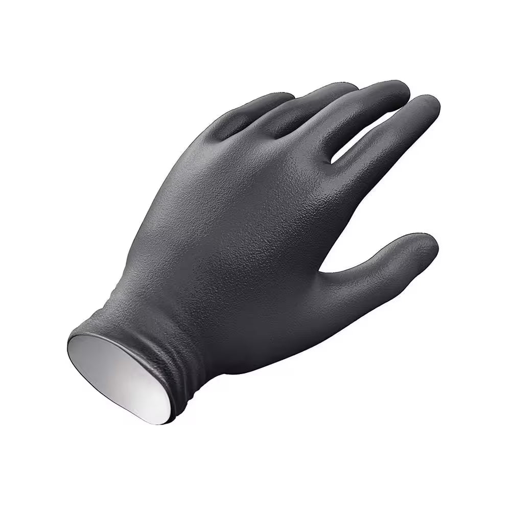 Heavy Duty Black Nitrile Gloves, One Size Fits Most (100 per Box)