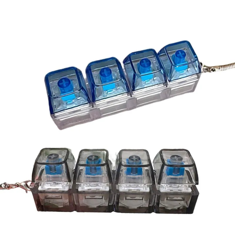LED Keyboard Keychain Fidget Toys Crystal Clicker Sensory Toy for Stress Relief Keyboard Keychain Fidget Gadget for Adults Kids