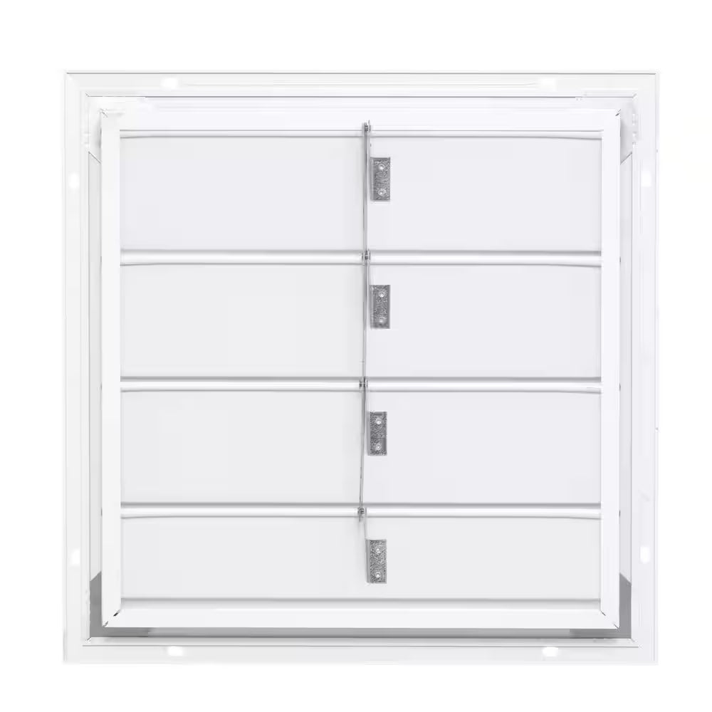 19.25 In. X 19.25 In. Square White Aluminum Automatic Shutter Gable Louver Vent