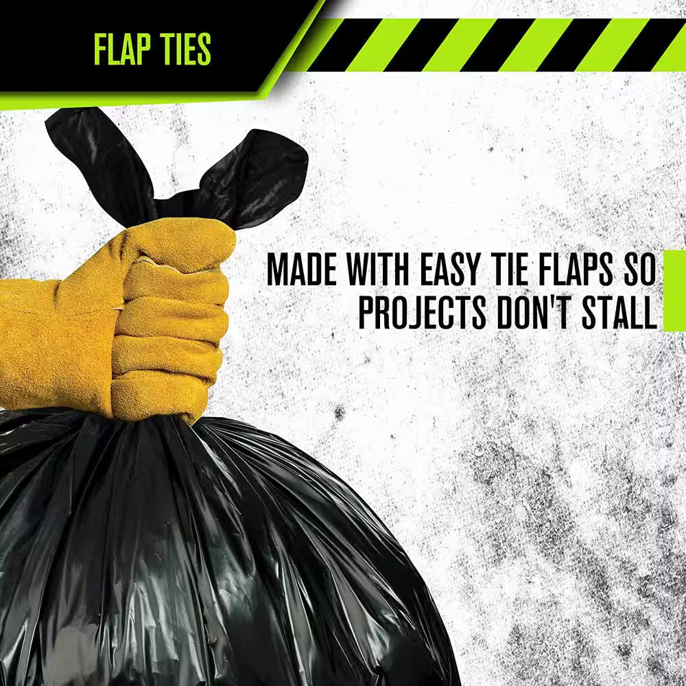 45 Gallon Black Low Density EZ Tie Closure Trash Bag (100-Count)