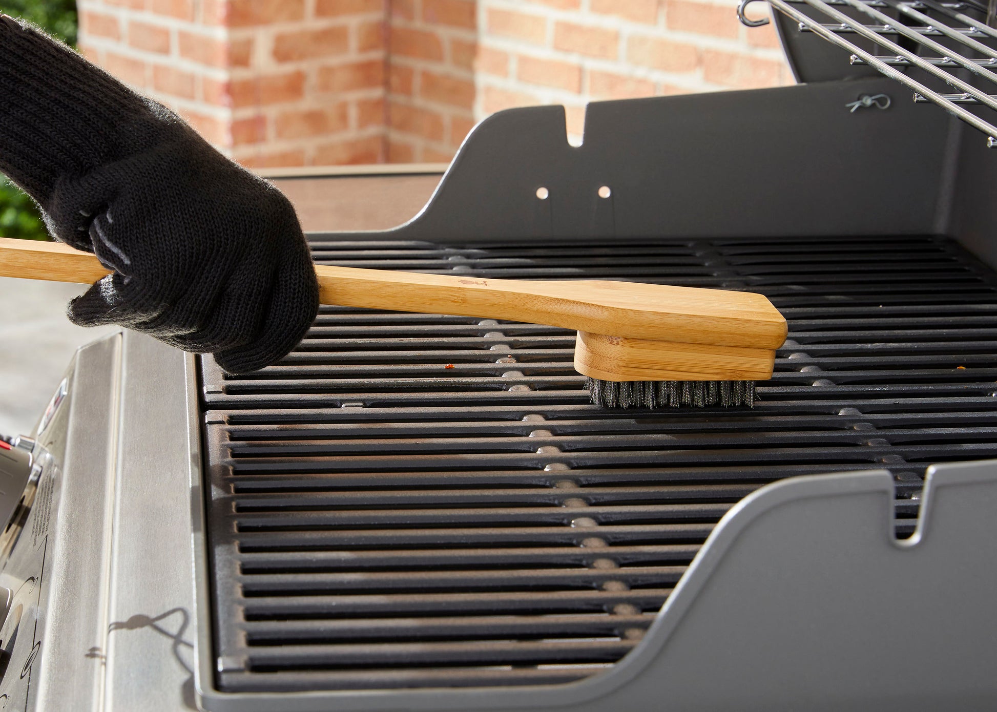 Bamboo Grill Brush 18-In Wood Handle