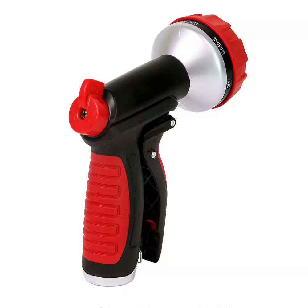 7-Pattern Garden Hose Spray Nozzle with Front Trigger Grip, Threaded Connection Fits Standard Garden Hose