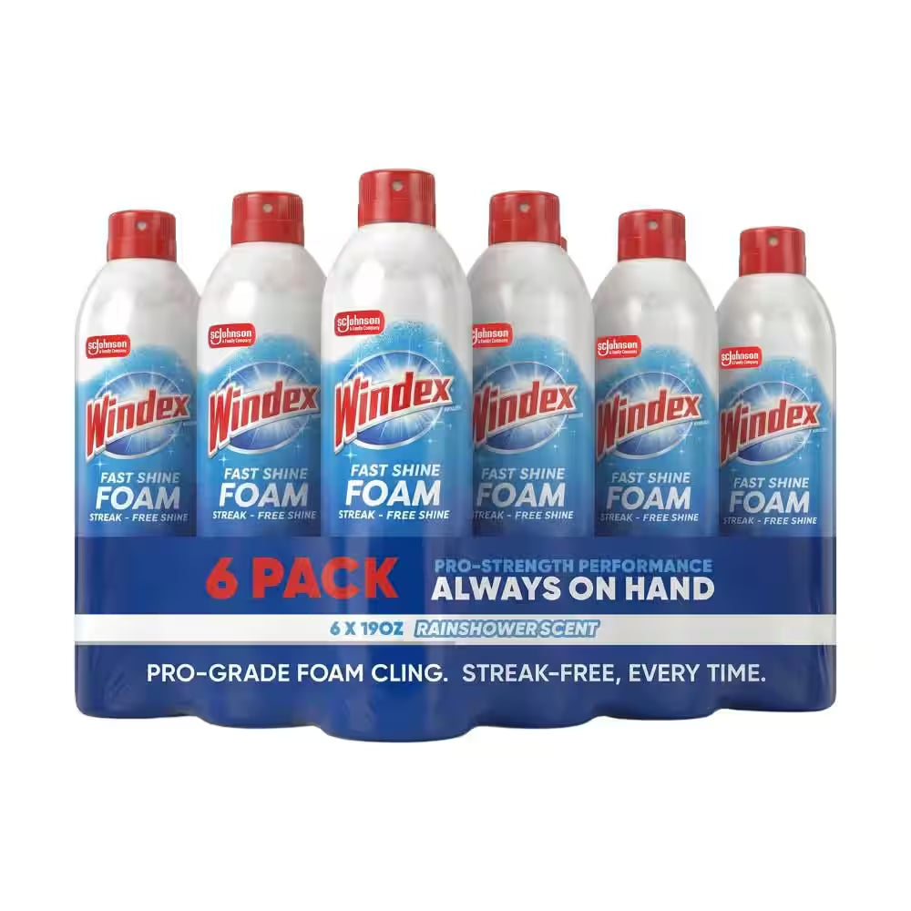 19 Oz. Glass Cleaner Fast Shine Foam, Rainshower Scent 6-Pack