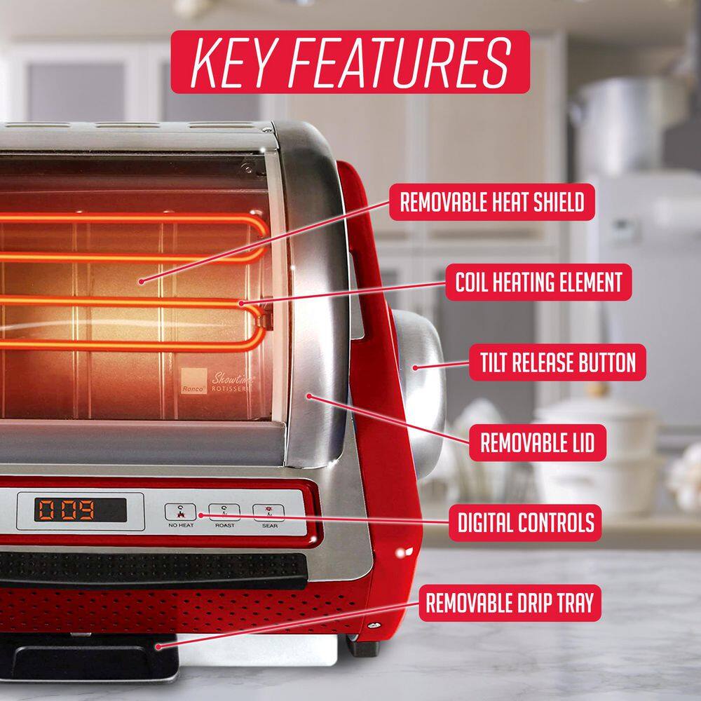Ronco EZ-Store Red Countertop Rotisserie Oven