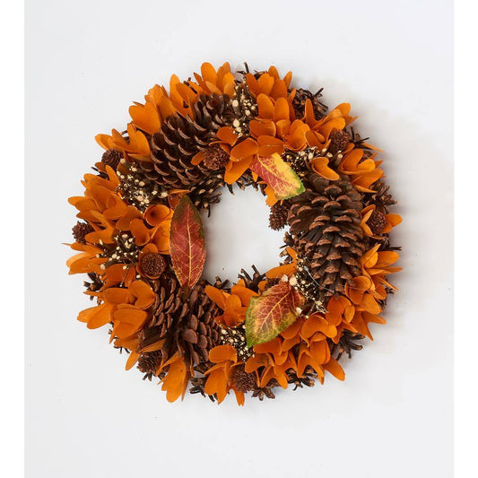 15 in. Fall Pine Cone And Wood Curl Wreath
