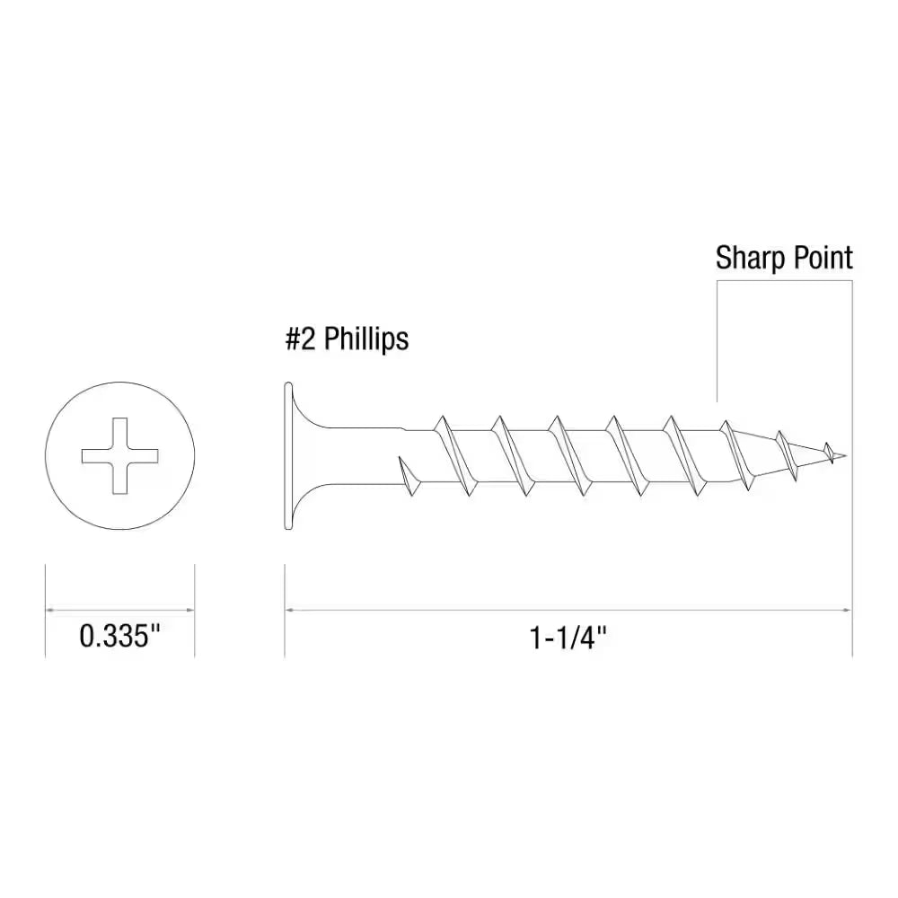 #8 X 1-1/4 In. #2 Phillips Bugle Head Coarse Thread Coated Exterior Wood Screws 1 Lb. Box