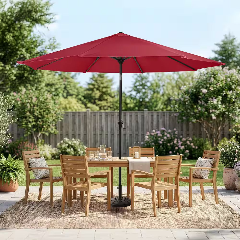9 Ft. Outdoor Market Patio Umbrella with Base in Red