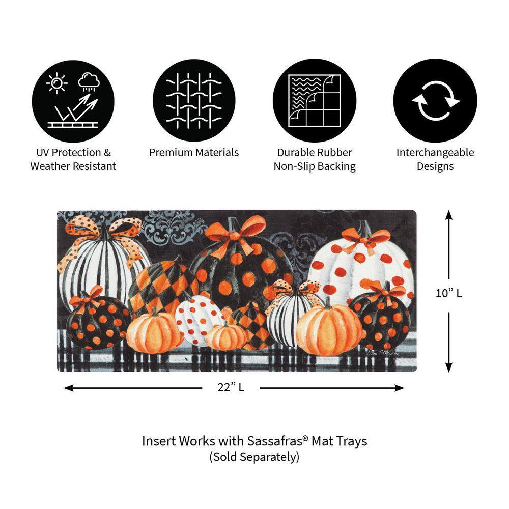 Evergreen Elegant Pattern Pumpkins Garden Suede Flag and Sassafras Door Mat Set
