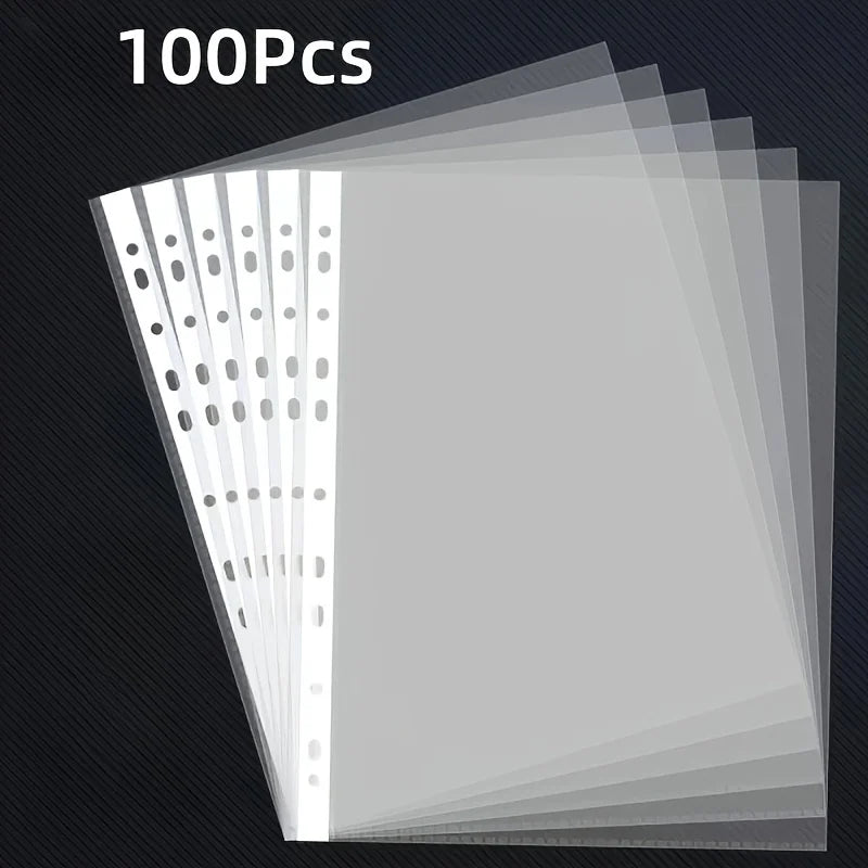 50/100Pcs Clear A4 Plastic File Folders - 11-Hole 3-Ring Binder Compatible, Durable PP Document Sleeves for Office, School, Home