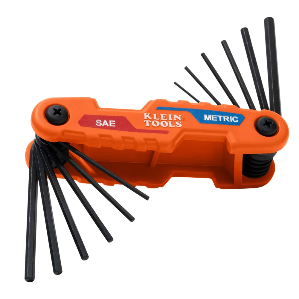 Compact Folding Hex Key Set, 12-Key, SAE, Metric Sizes