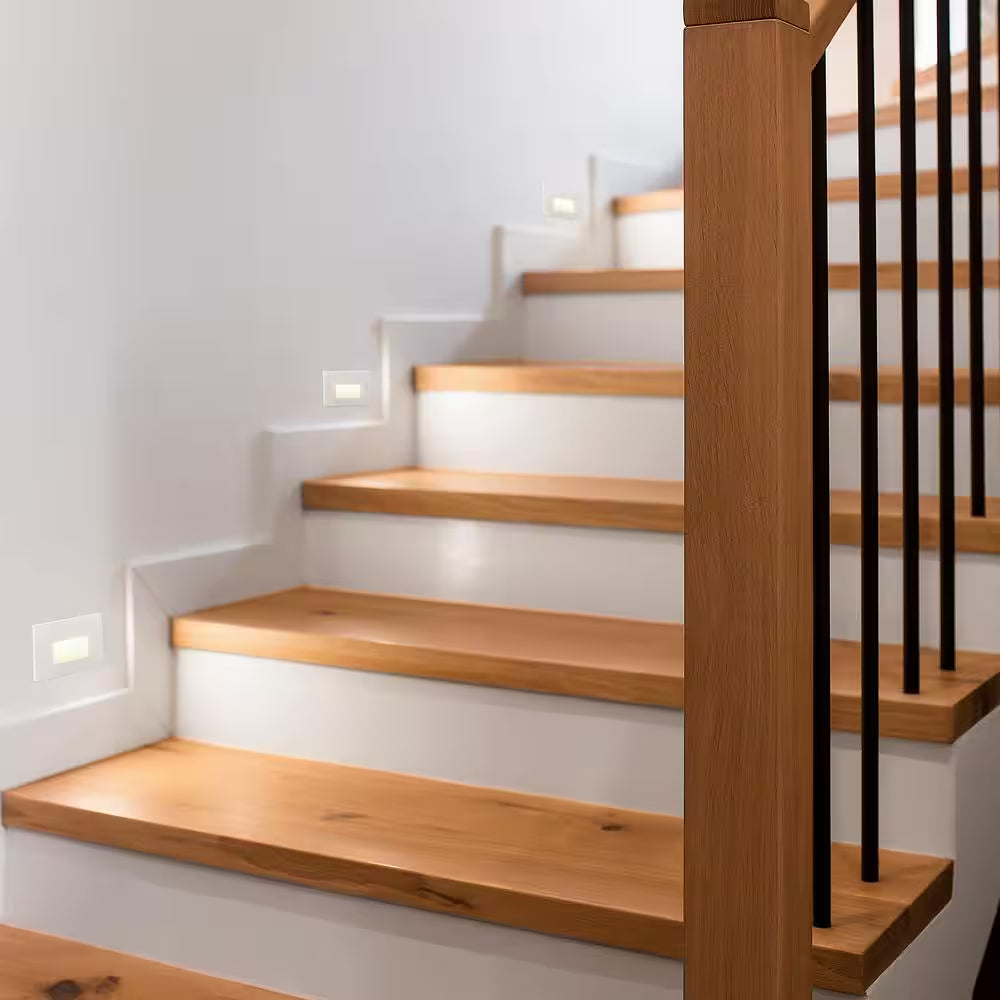 Horizontal Hardwired White Step Light, LED Stair Light, Indoor/Outdoor 3 CCT Color Selectable 3000K to 5000K (2-Pack)