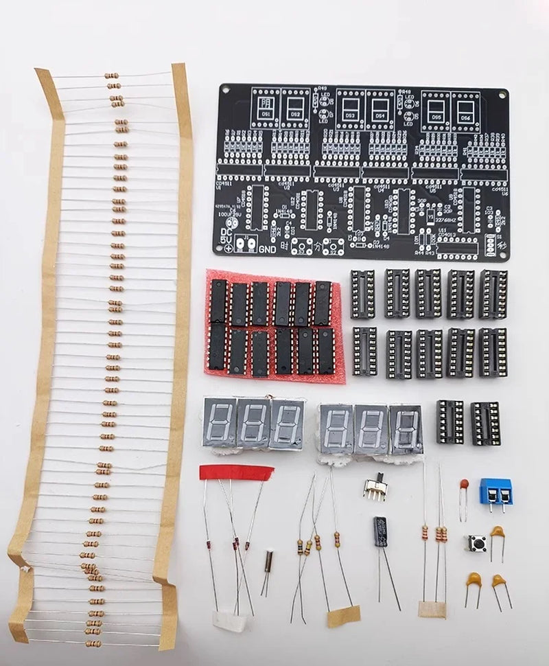DC 4.5V-5.5V 6-Bit Digital Circuit Clock Kit, Electronic Clock Teaching and Practical Training, Welding and DIY Parts Production