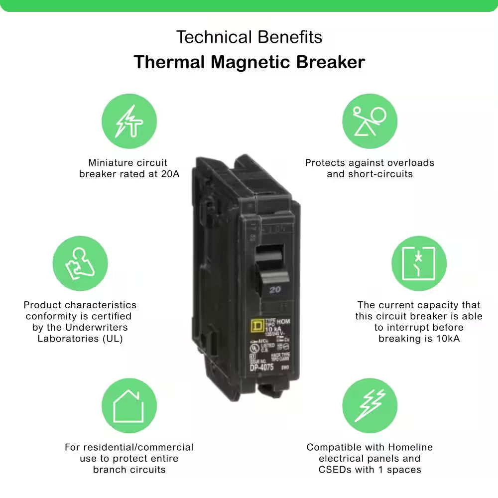 Homeline 20-Amp Single-Pole Circuit Breaker (HOM120CP)