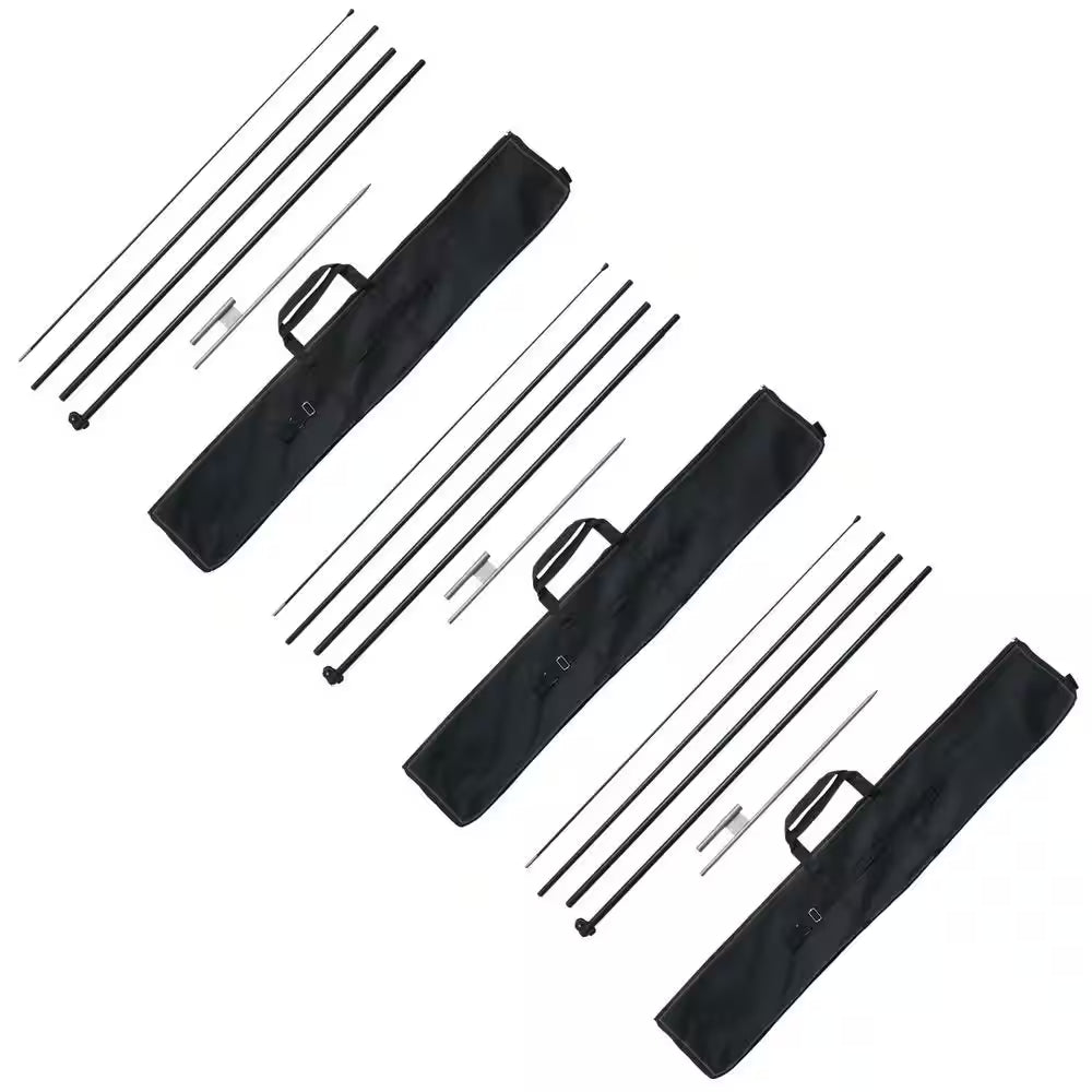 Feather Flag Pole Kit, 3-Pack Swooper Flag Poles 16.3 Ft. for Outdoor Business Advertising, with Ground Stakes, Flagpole