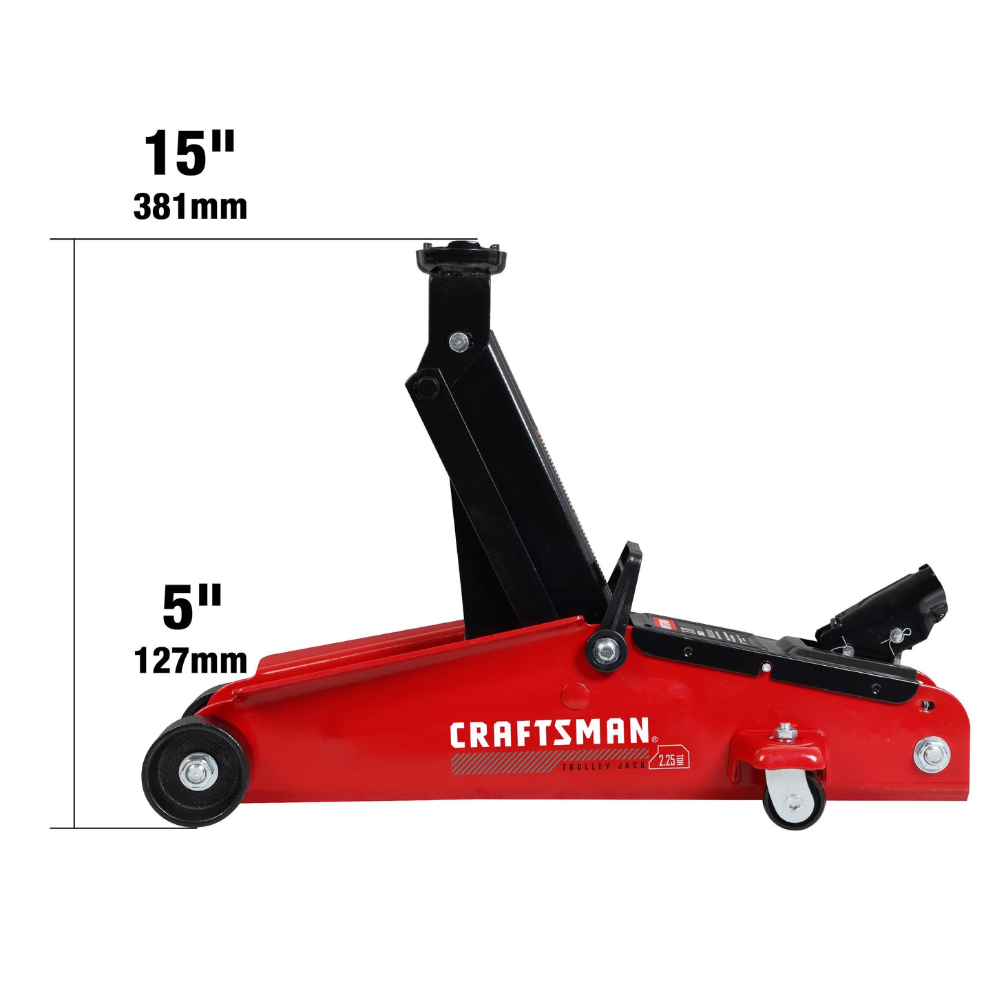 Black 2.25-Ton Steel Hydraulic Trolley Jack