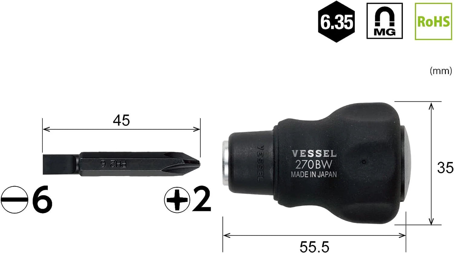 6-Mm 1-5/8-In Magnetic Multi-Bit Replaced Screwdriver