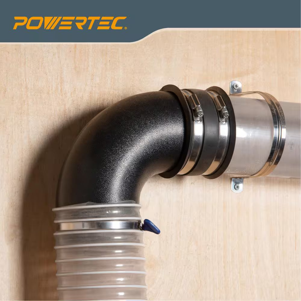 4 In. Dust Collection Hose 90 ° Elbow Connector W/ Blast Gate and Dust Control Flex Cuff for Dust Collector (2-Set)