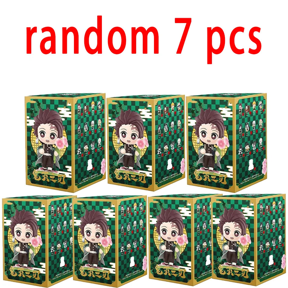 1-12Pcs Anime Demon Slayer Blind Box Tanjiro Kamado Nezuko Cartoon Figure PVC Model Ornament Child Christmas Halloween Gift