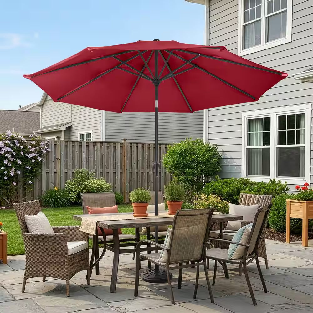 9 Ft. Outdoor Market Patio Umbrella with Base in Red