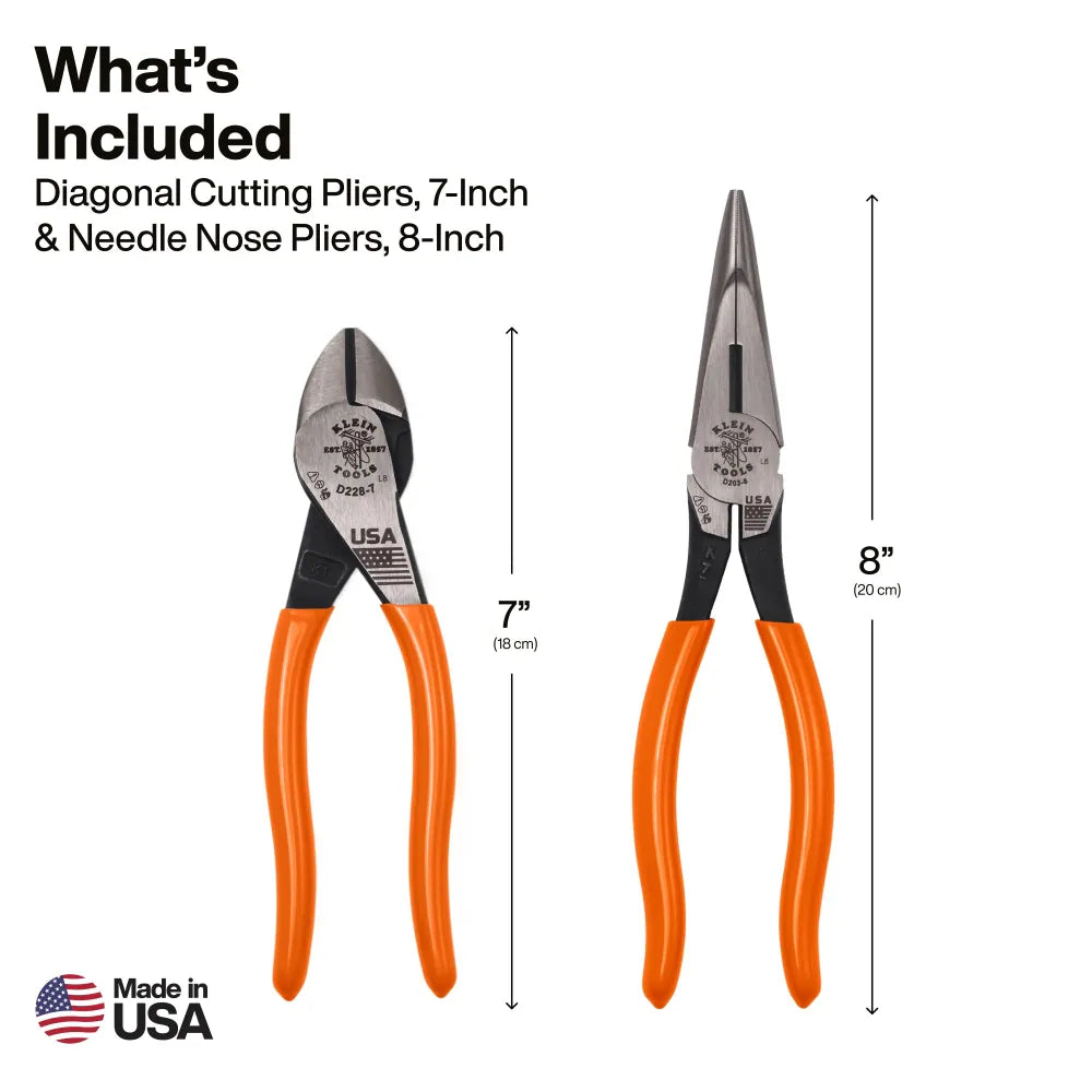 Compact Needle Nose and Diagonal Cutting Pliers Set, 2-Piece