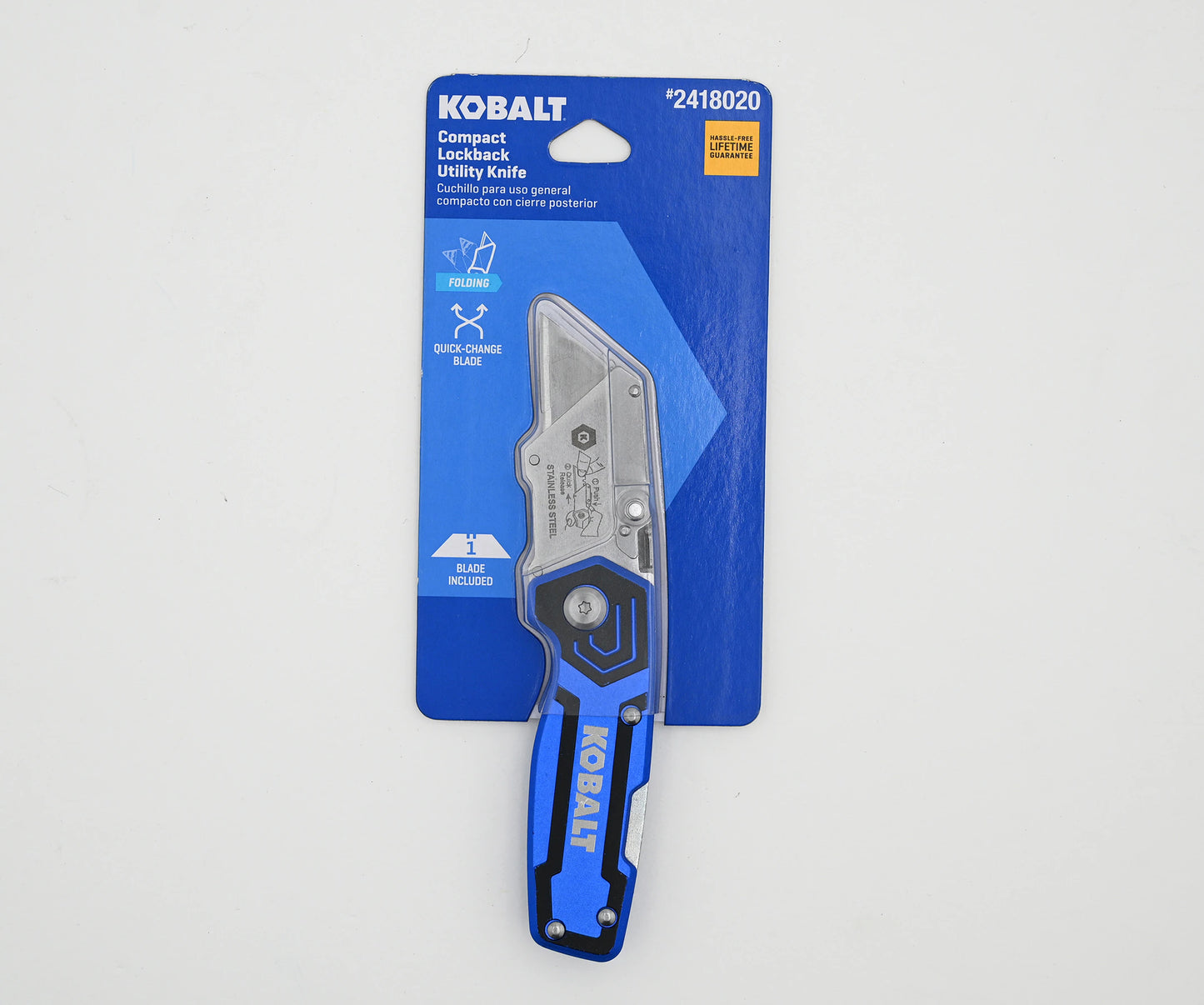 Blue Compact Lockback 3/4-In 1 -Blade Folding Utility Knife