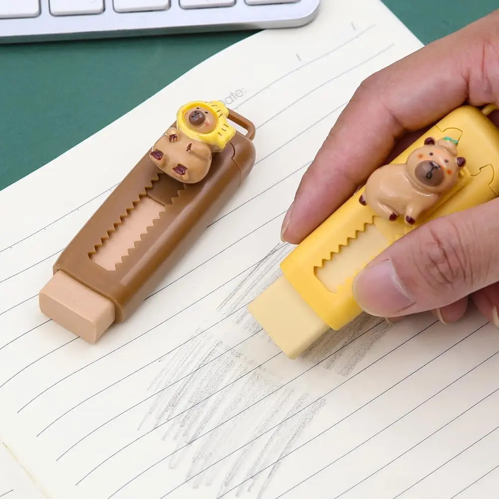 1/4Pcs Capybara Erasers Set Cartoon Design 4B Eraser Retractable for Drawing Exams Kids Students Back to School Stationery A3013