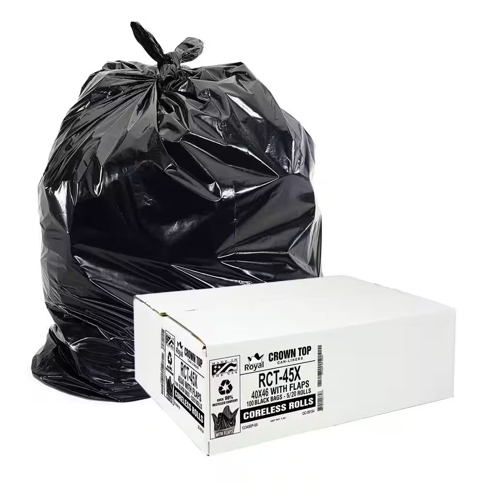 45 Gallon Black Low Density EZ Tie Closure Trash Bag (100-Count)