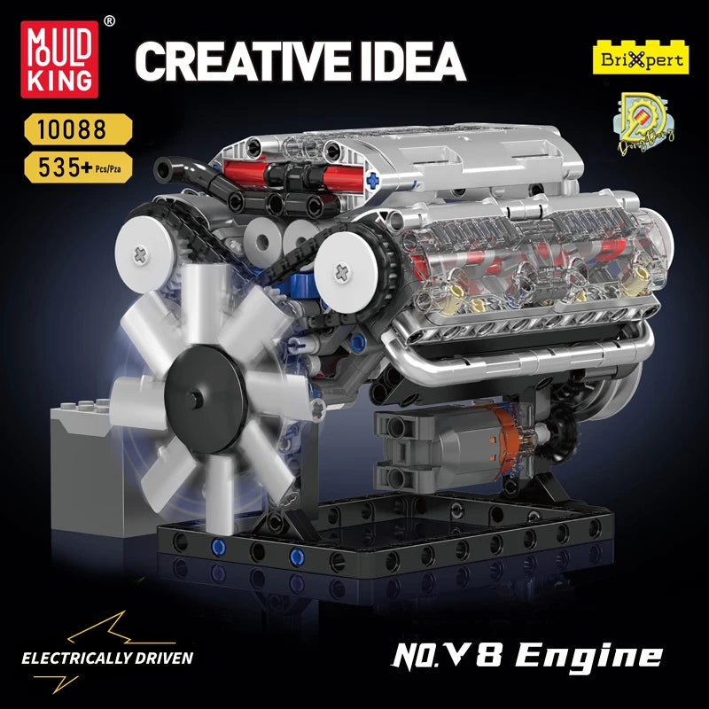 10088 the V8 Engine Building Block Assembly Technical Car Brick Set Educational Car Engine Toys Kids Christmas Gift