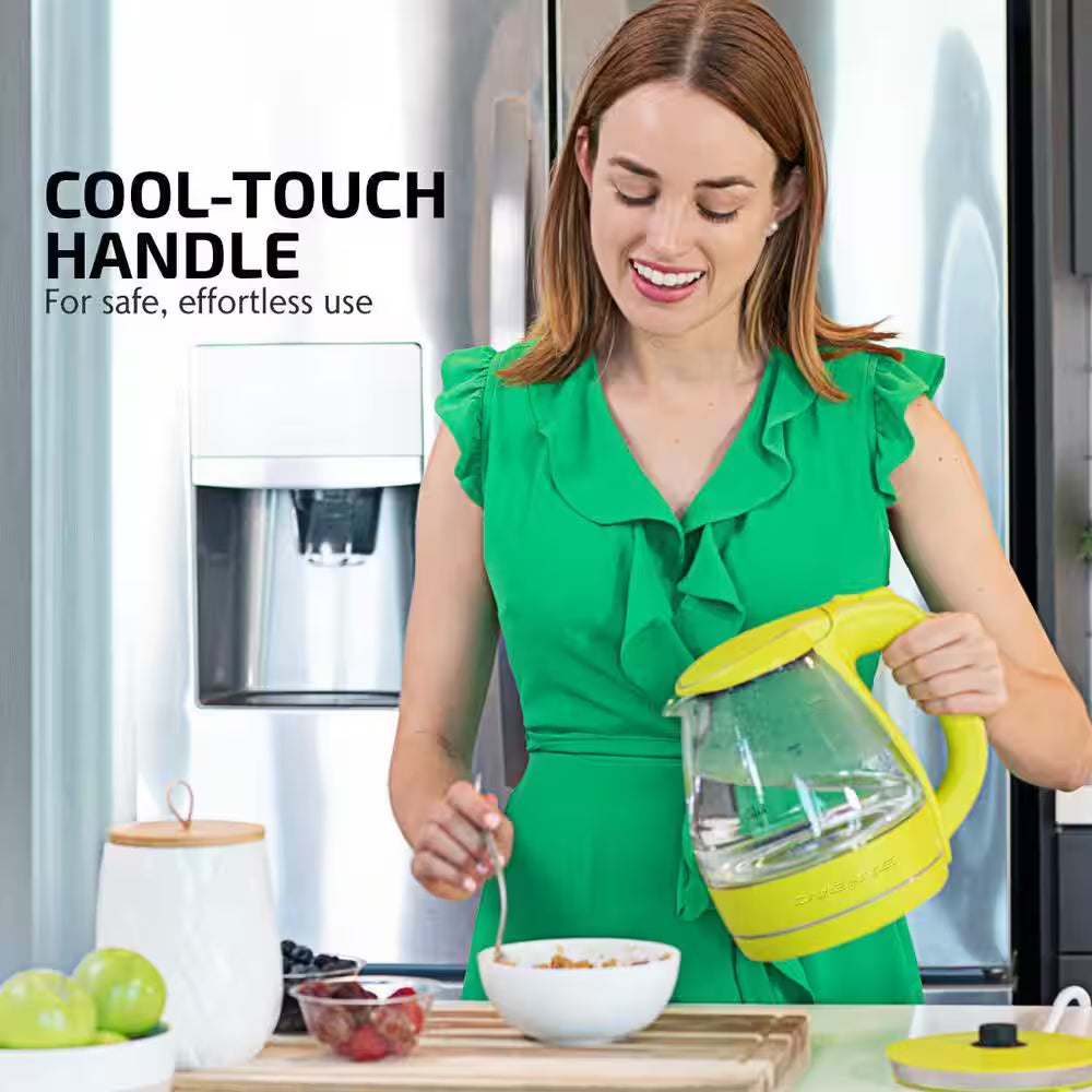 Illuminated 6.5-Cup Green Electric Kettle with Filter, Fast Heating and Auto-Shut Off