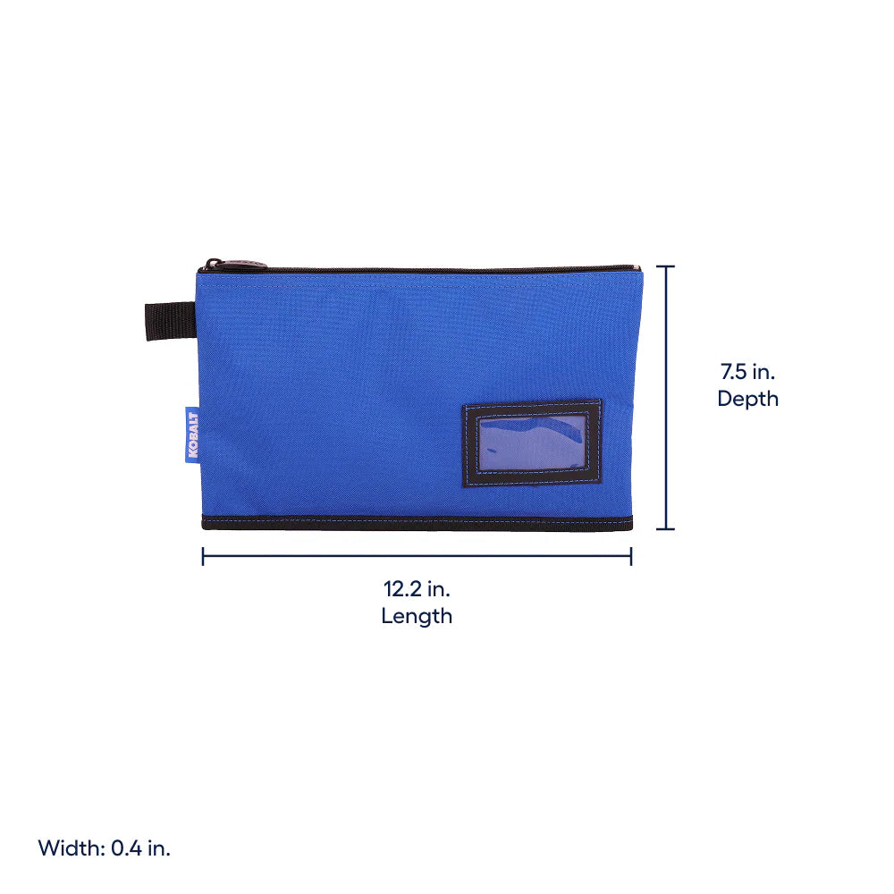 Blue Polyester 12-In W X 0.25-In D X 7.25-In L Zippered Document Bag