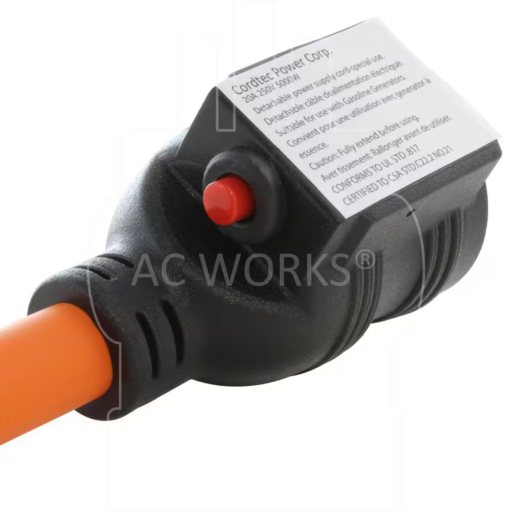 1.5 Ft. 30 Amp 3-Prong L6-30P Locking Plug to 6-15/20 Outlet with 20 Amp Breaker