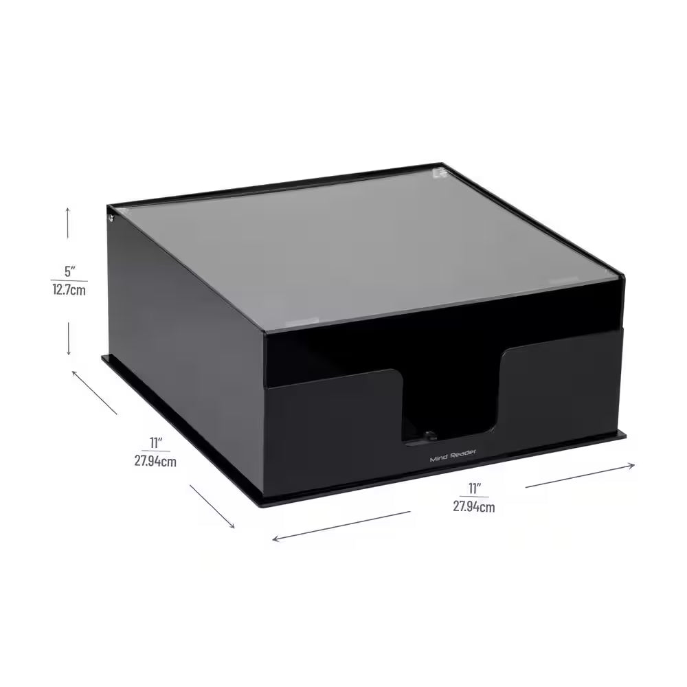 Black Acrylic Paper Plate Holder Covered Dispenser 11 In. L X 11 In. W X 5 In. H