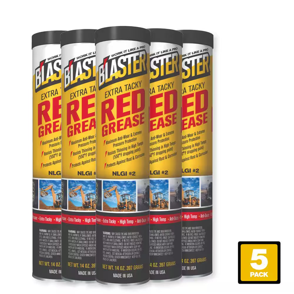 14 Oz. Extra Tacky Red Grease Cartridge for Grease Gun (Pack of 5)