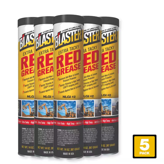 14 Oz. Extra Tacky Red Grease Cartridge for Grease Gun (Pack of 5)