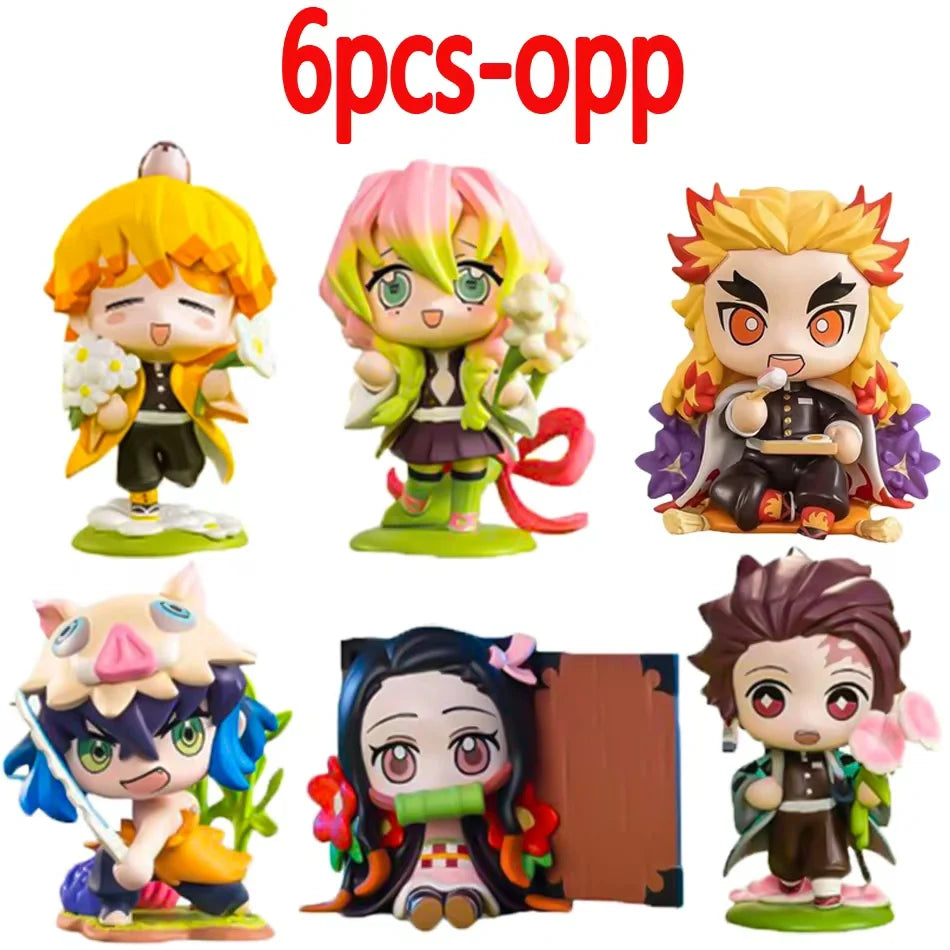 1-12Pcs Anime Demon Slayer Blind Box Tanjiro Kamado Nezuko Cartoon Figure PVC Model Ornament Child Christmas Halloween Gift