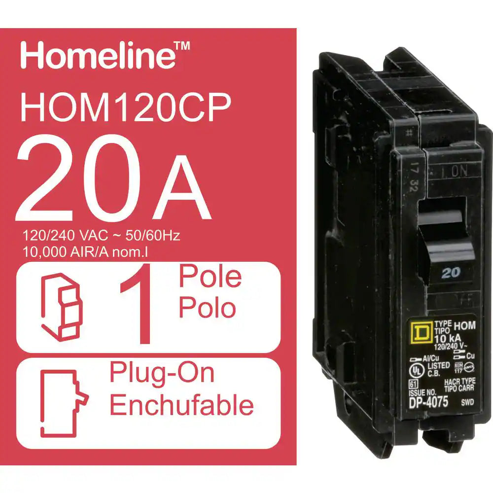 Homeline 20-Amp Single-Pole Circuit Breaker (HOM120CP)