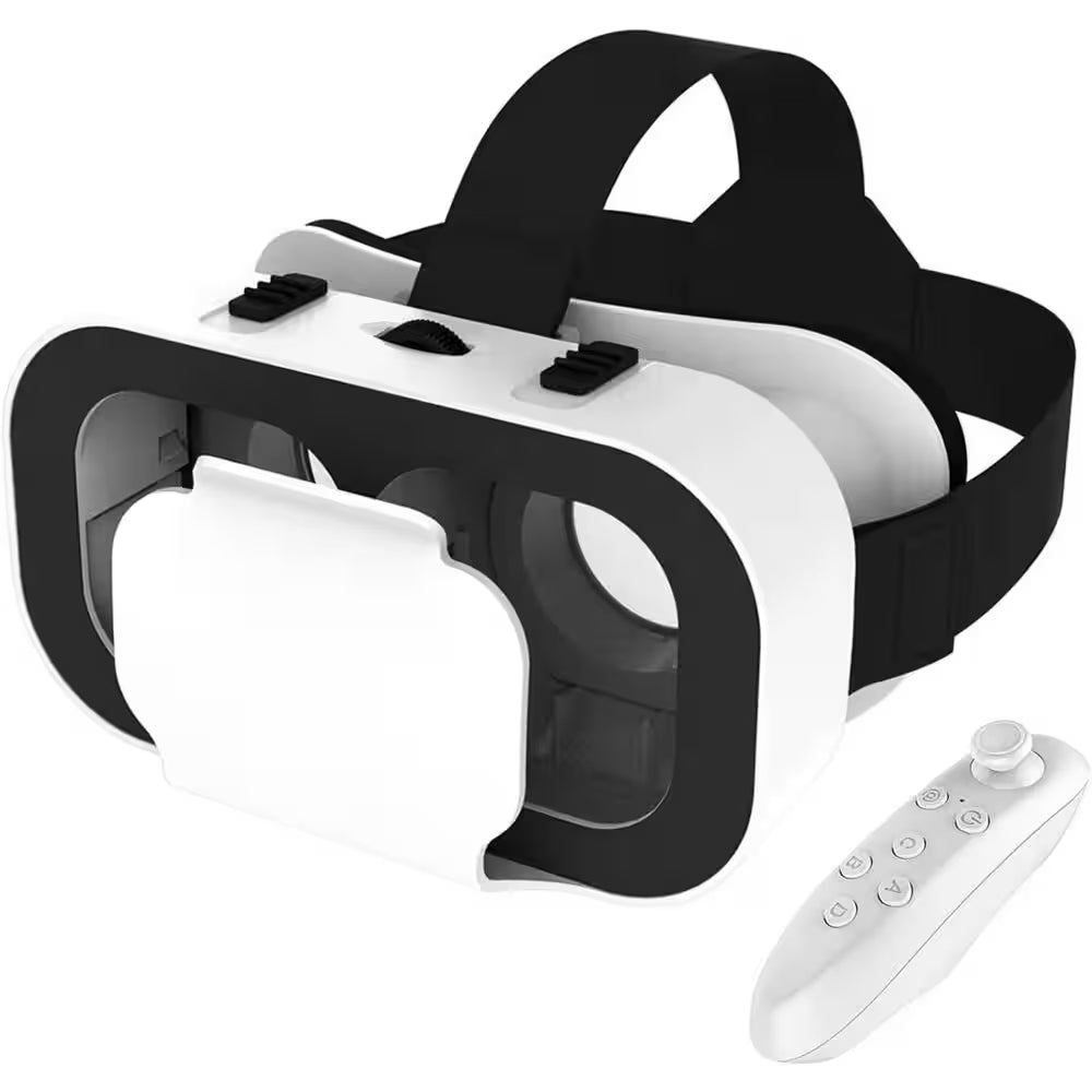 3D VR Glasses Virtual Reality Goggles for Iphone and Android Adjustable Headset with Controller for Movies TV and Games