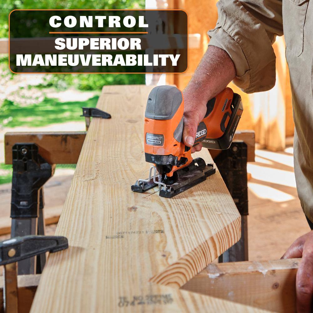 RIDGID 18V SubCompact Brushless Cordless Barrel Grip Jig Saw (Tool Only)