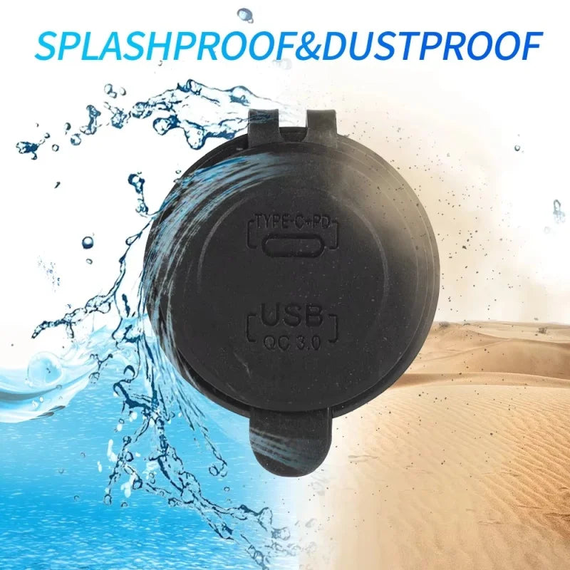 1SET 60W PD QC3.0 Car Charger Socket with Voltage Meter Quick Charge 3.0 Socket Power Outlet for 12V/24V Motorcycle Truck Boat