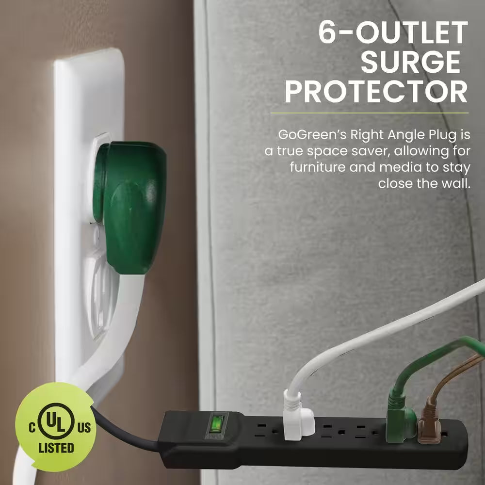 6 Outlet Surge Protector with 3 Ft. Heavy Duty Cord - Black