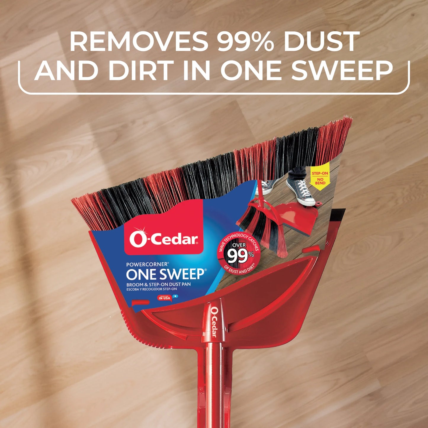 Powercorner One Sweep 13.5-In Poly Fiber Multi-Surface Angle with Dustpan Upright Broom